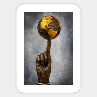 Globe Balenced On A Finger Sticker